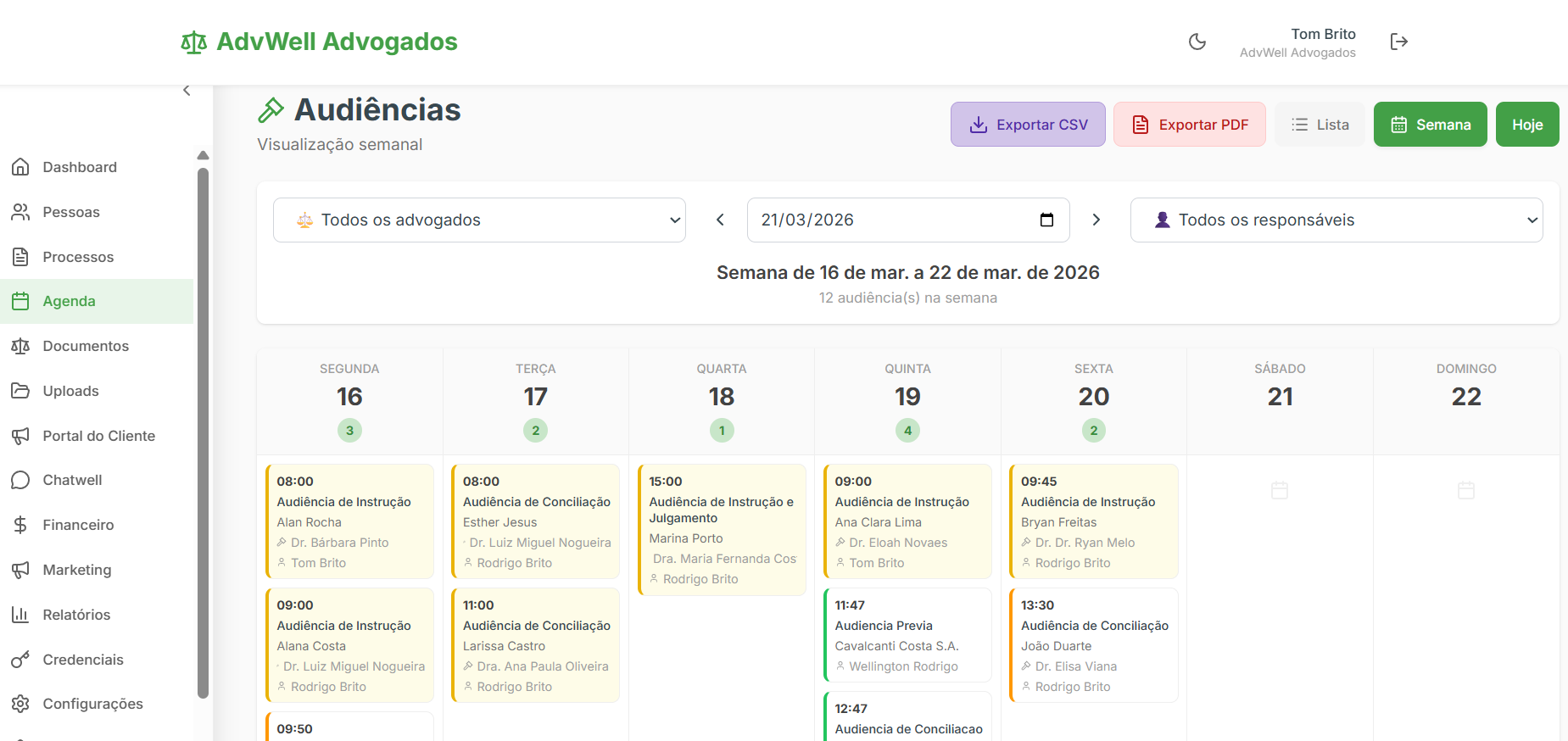 Controle de audiências